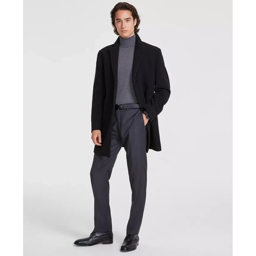 Calvin Klein Men's Prosper Wool-Blend Slim Fit Overcoat 38R